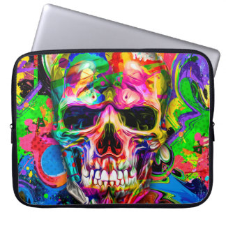 abstrakt med färgad bakgrund med färgstarka kranie laptop fodral