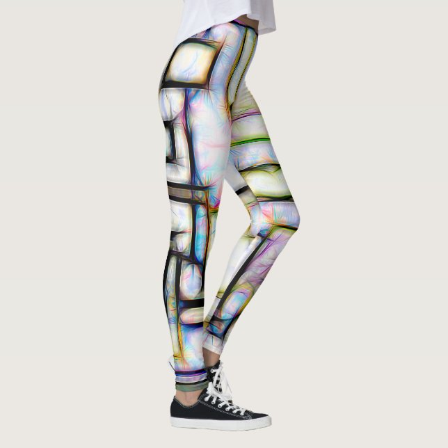Abstrakt med färgad vattenfärg Geometric Modern Leggings (Höger)