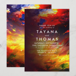 Abstrakt med färgat himlar. Bröllop Inbjudningar