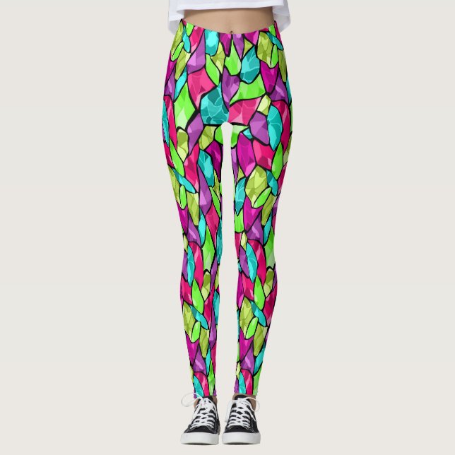Abstrakt med flera färgader leggings (Framsida)