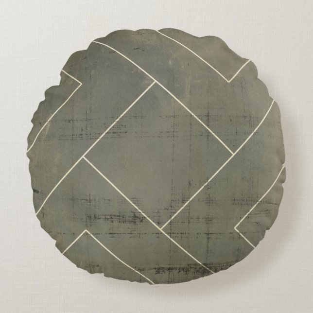 Abstrakt med geometriska former rund kudde (Framsidan)