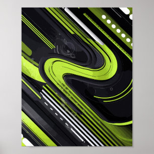 Abstrakt med Grönt och svart Linjer Poster