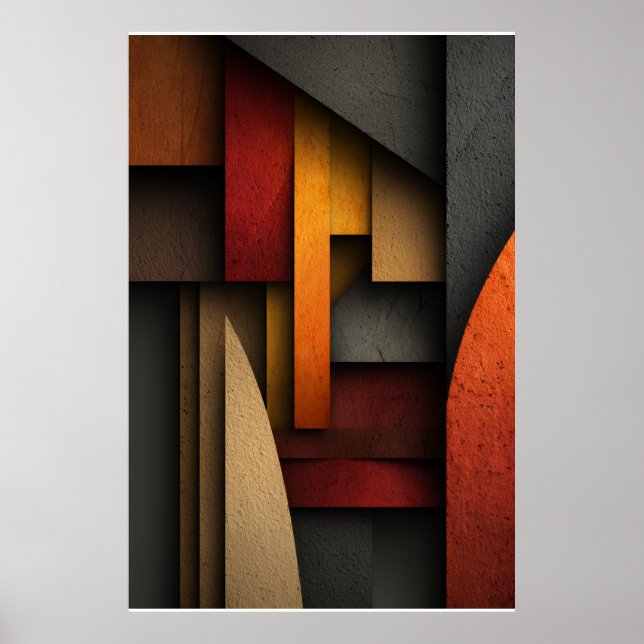 Abstrakt med jordton och geometriska lager poster (Framsidan)