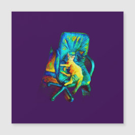 Abstrakt med magnetkort med färg för lila av katt