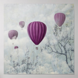 Abstrakt med rosa luftballonger poster