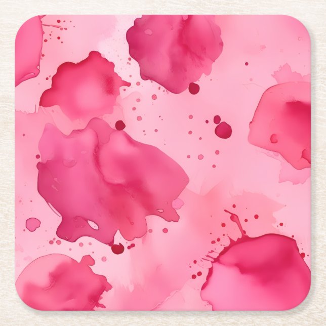 Abstrakt med rosa på rosa  underlägg papper kvadrat (Framsidan)