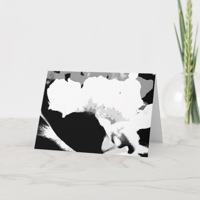 Abstrakt med svart och vitt blomma, Tom insida Kort (Framsida)