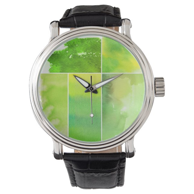 Abstrakt med vattenfärg som färgats armbandsur (Framsida)
