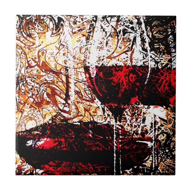 Abstrakt med vin kakelplatta (Framsidan)