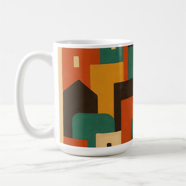 Abstrakt medelhavsby Geometrisk Kaffemugg (Vänster)