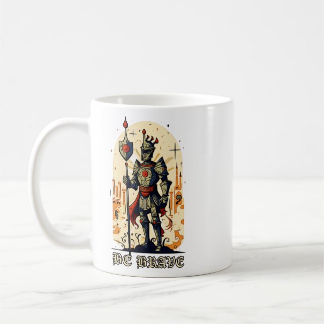 Abstrakt Medieval Knight Embrace Bravery Kaffemugg (Vänster)