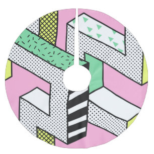 Abstrakt Memphis: 80s geometriska former. Julgransmatta Borstad Polyester