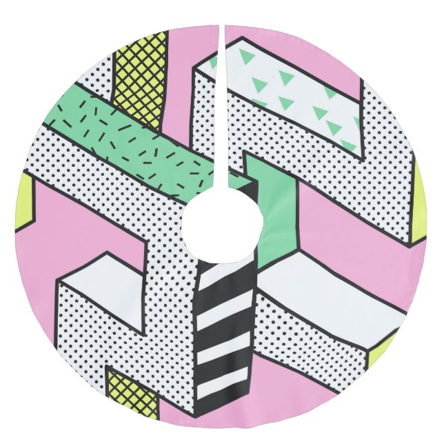 Abstrakt Memphis: 80s geometriska former. Julgransmatta Borstad Polyester (Framsidan)