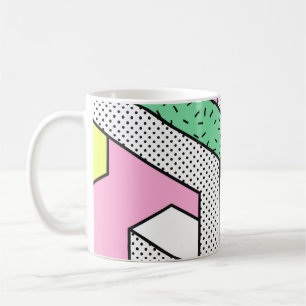 Abstrakt Memphis: 80s geometriska former. Kaffemugg
