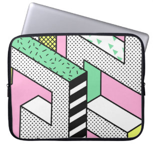 Abstrakt Memphis: 80s geometriska former. Laptop Fodral