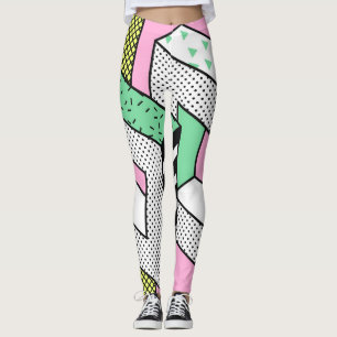 Abstrakt Memphis: 80s geometriska former. Leggings
