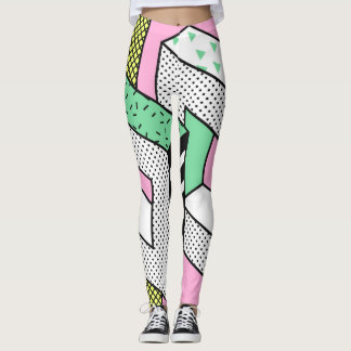 Abstrakt Memphis: 80s geometriska former. Leggings