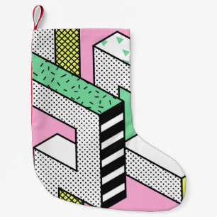 Abstrakt Memphis: 80s geometriska former. Liten Julstrumpa