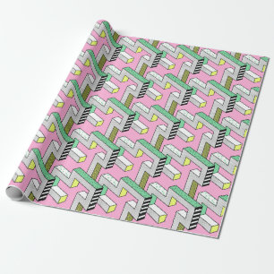 Abstrakt Memphis: 80s geometriska former. Presentpapper