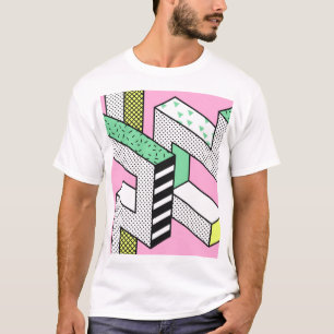Abstrakt Memphis: 80s geometriska former. T Shirt