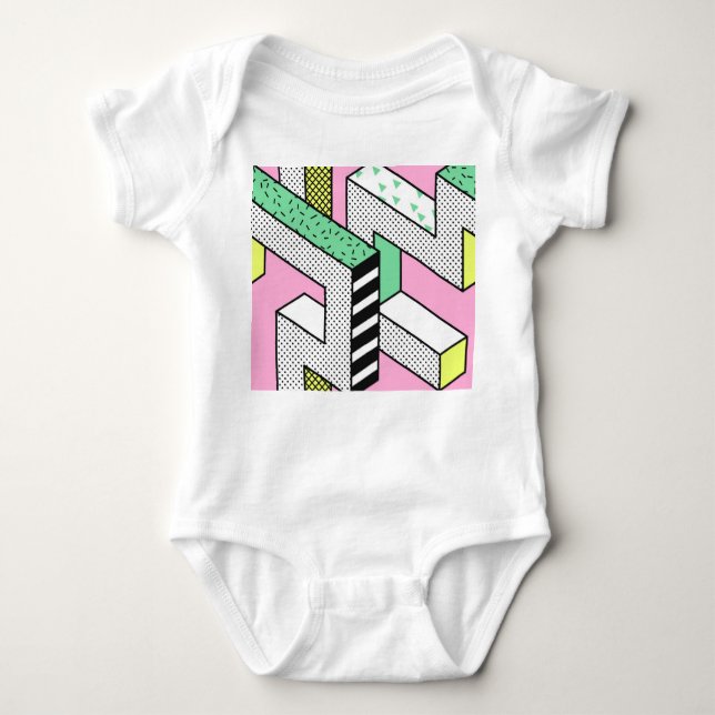 Abstrakt Memphis: 80s geometriska former. T Shirt (Framsida)