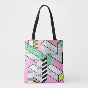 Abstrakt Memphis: 80s geometriska former. Tygkasse