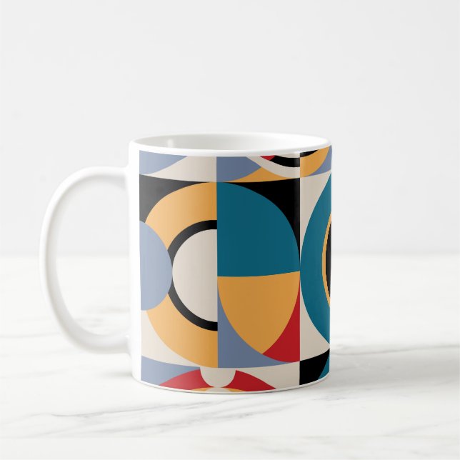 Abstrakt Memphis: Geometric Vintage Stil. Kaffemugg (Vänster)