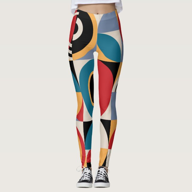 Abstrakt Memphis: Geometric Vintage Stil. Leggings (Framsida)