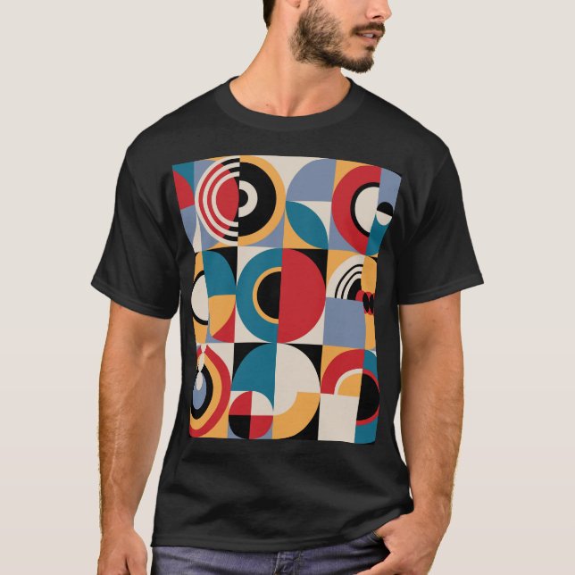 Abstrakt Memphis: Geometric Vintage Stil. T Shirt (Framsida)