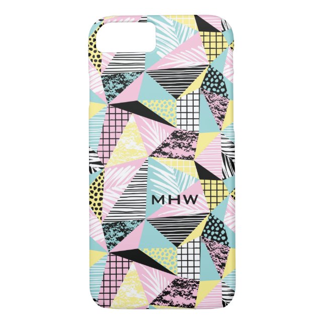 Abstrakt Memphis Mönster anpassningsbar monogram f Case-Mate iPhone Skal (Baksida)