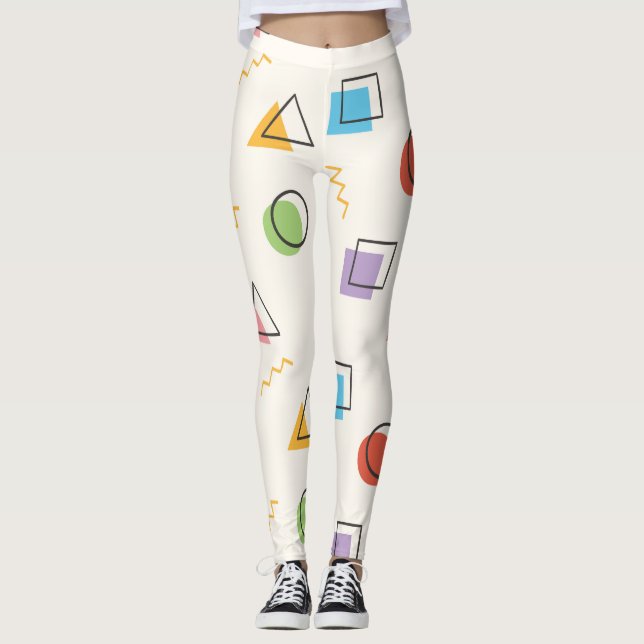 Abstrakt Memphis Mönster leggings (Framsida)