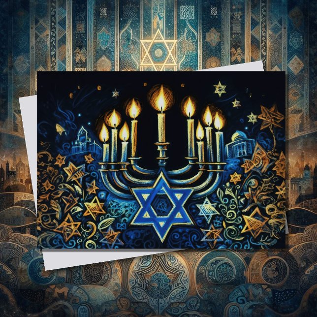 Abstrakt Menorah Lycklig Hanukkah Helgkort (Skapare uppladdad)