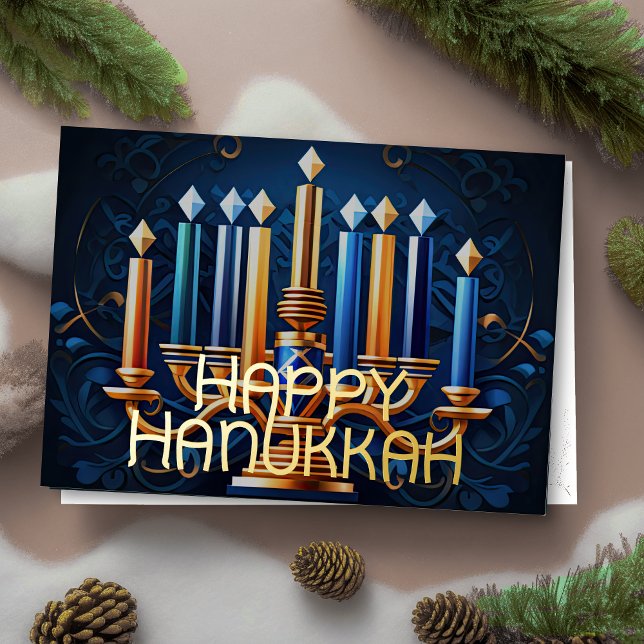 Abstrakt Menorah Lycklig Hanukkah Helgkort (Skapare uppladdad)