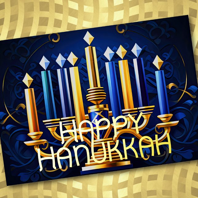 Abstrakt Menorah Lycklig Hanukkah Helgkort (Skapare uppladdad)