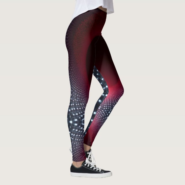 Abstrakt Metallic Echo House med Red Soundwave Leggings (Höger)