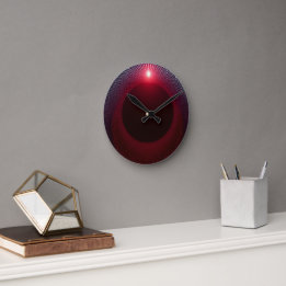 Abstrakt Metallic Echo House med Red Soundwave Rund Klocka