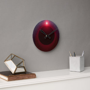 Abstrakt Metallic Echo House med Red Soundwave Rund Klocka
