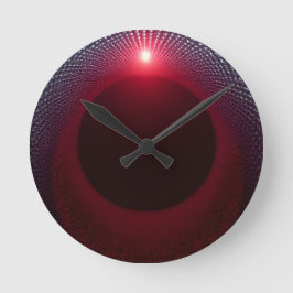 Abstrakt Metallic Echo House med Red Soundwave Rund Klocka