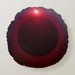 Abstrakt Metallic Echo House med Red Soundwave Rund Kudde