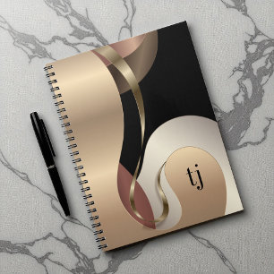 Abstrakt Metallic Mönster med Monogram Initialer Anteckningsbok