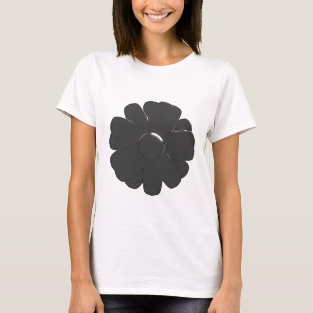 Abstrakt Metallic Silver Flower T-Shirt (Framsida)
