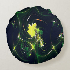 Abstrakt metallisk löv med flashspår, på mörk rund kudde