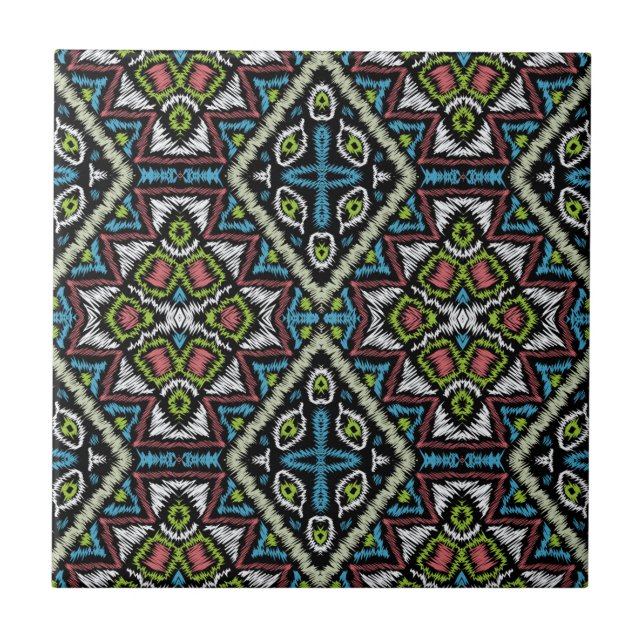 Abstrakt mexican tribal retro african ethno tradit kakelplatta (Framsidan)