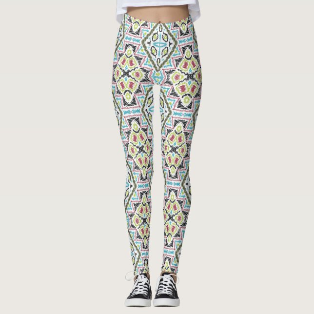 Abstrakt mexican tribal retro african ethno tradit leggings (Framsida)