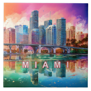 Abstrakt Miami Skyline Art Modern Kakelplatta