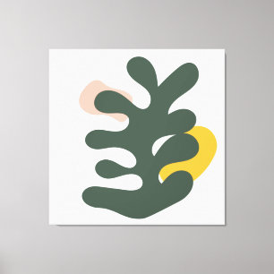 Abstrakt Mid Century Botanical Grönt Plant Canvastryck