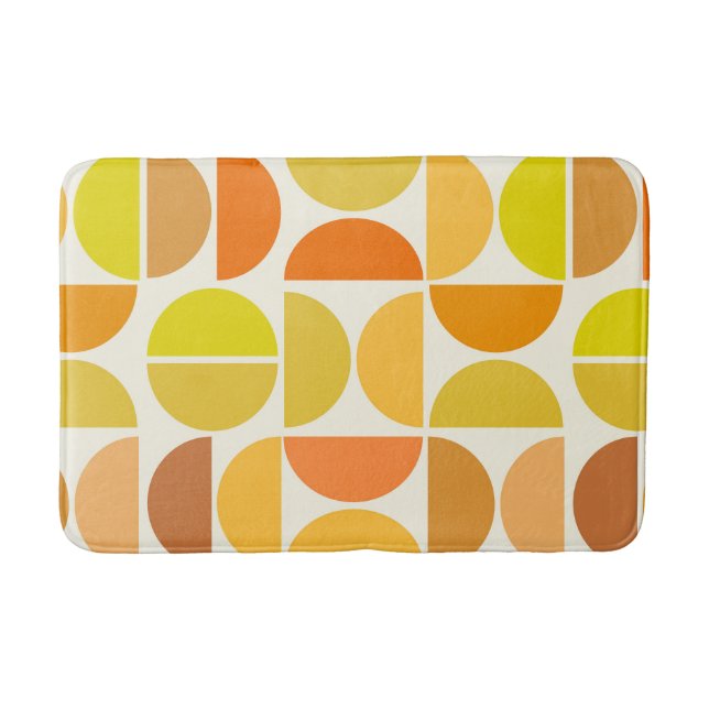 Abstrakt Mid Century Modern Cirklar Orange Gul  Badrumsmatta (Framsidan)