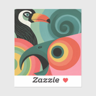 Abstrakt Midcentury Toucan Geometrisk Fågel Klistermärken