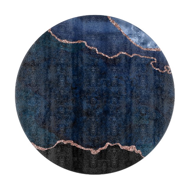 Abstrakt Midnight Blue Agate Glitter Mönster (Framsidan)
