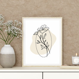 Abstrakt Minimal Boho Stil Design Blommigt Flowers Poster